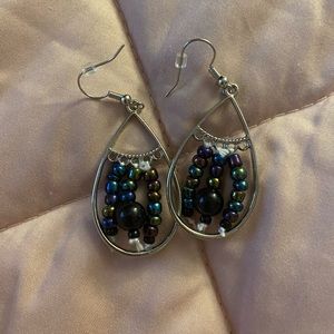 Hand Beaded Teardrop Earrings